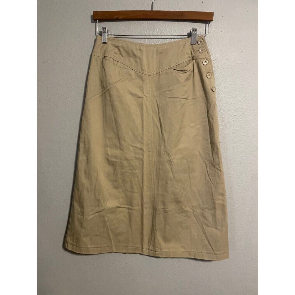 Vintage GJ Forbes Womens Skirt Size 10 Khaki Side Button Slash Pocket Deadstock